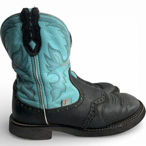 Justin Gypsy Leather Turquoise Blue Western Cowgirl Shorty Roper Boots 8.5 B